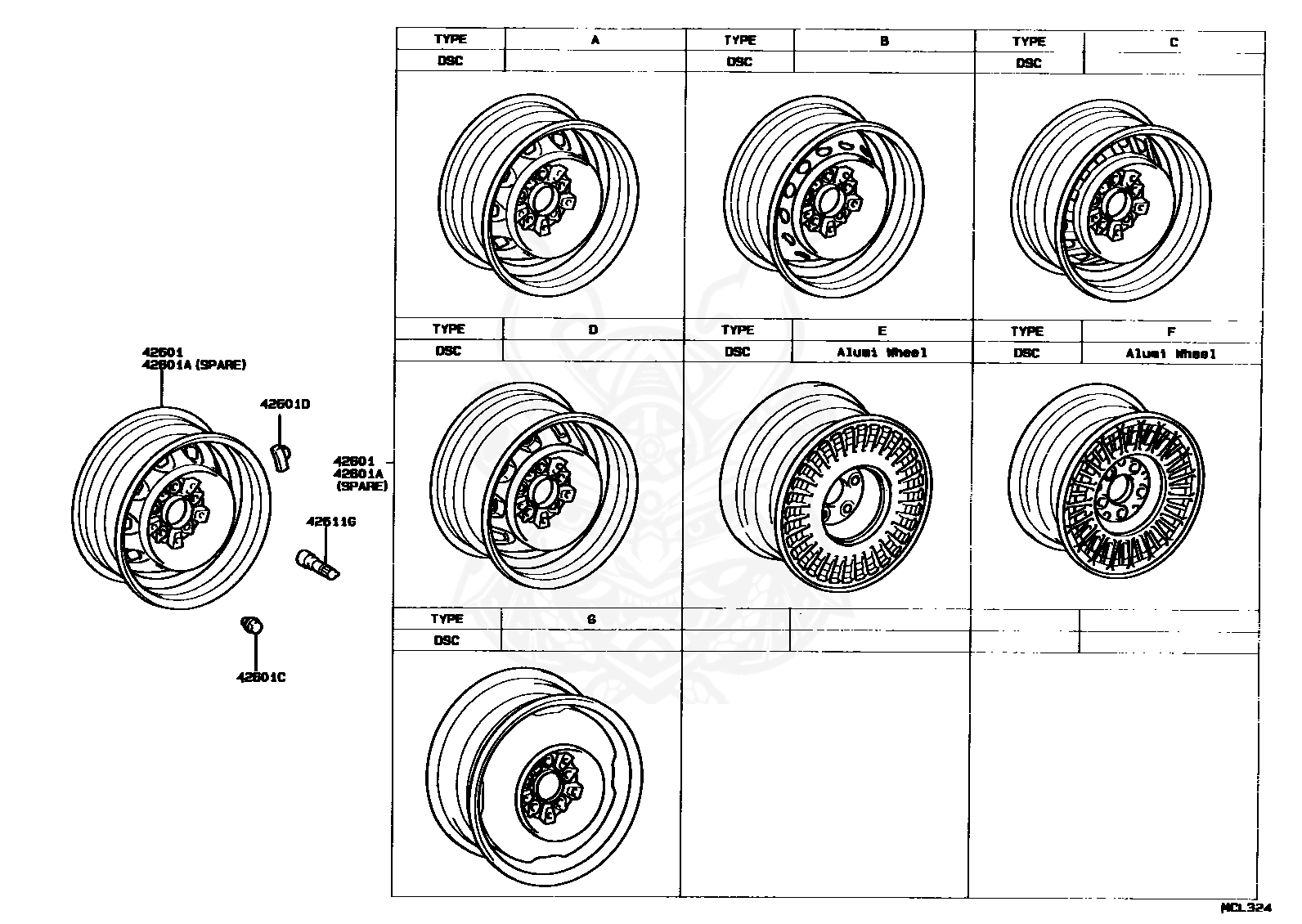 Toyota - NUT, HUB